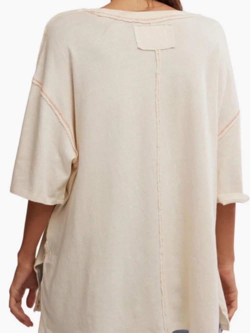 Free People We The Free Love Rose Tee L Ivory Oversized Graphic T-Shirt Boho - Picture 6 of 13